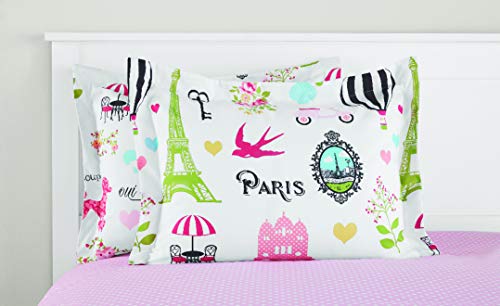 Mainstays Kids Paris Bed in a Bag Bedding Set Comforter, Flat and Fitted Sheets, Pillowcase(s) and Sham(s), FULL