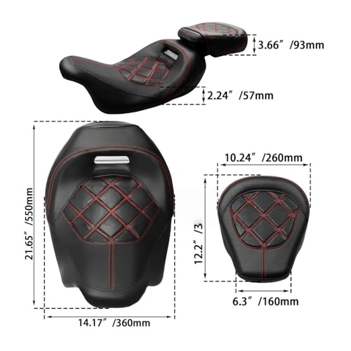 Asiento dos plazas para motocicleta que reduce la fatiga lumbar en Touring 3