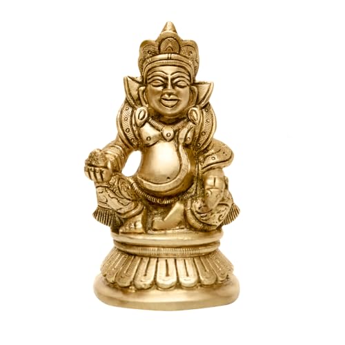 Vastu Vardan Brass Kuber Statue | Height - 4 Inch Aprrox. | Weight - 580 Gram Approx. | Vastu Idol for Home and Office | Zonal Placement - North |