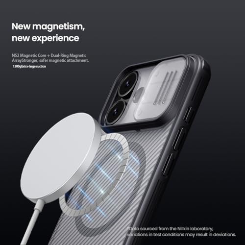Image of PRITO Nilkin Magnetic Case for iPhone 17, Compatible MagSafe, Case with Camera Cover, Magnetic 17 Case Ultra-Thin Design, Shock Protection (Transparent Black, 17)