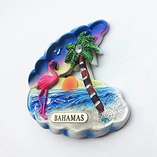 Imán decorativo 3D Flamingo Bahamas de resina miniatura 3