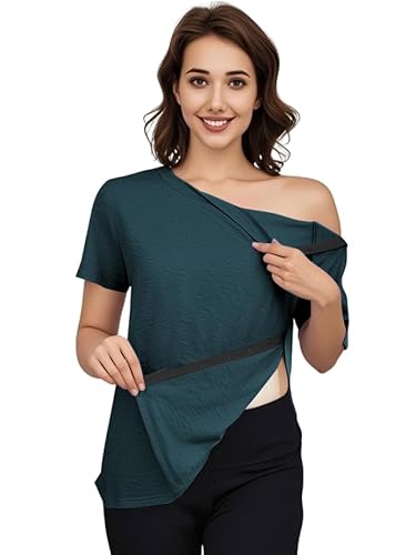 Fififlip Women's Post Shoulder Surgery Tear Away Shirt Short Sleeve