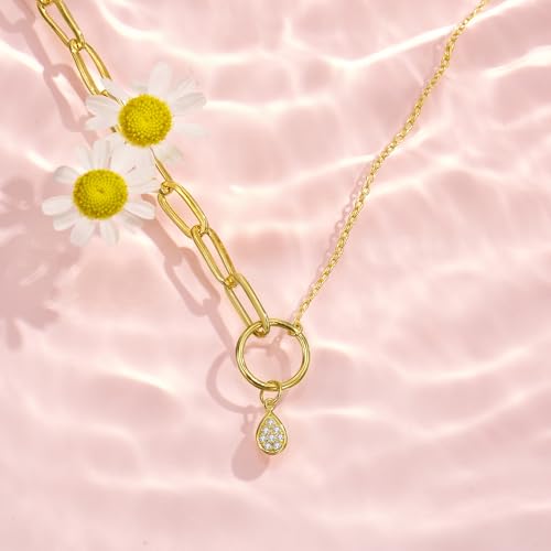 Hope Necklace | Diamond Necklaces For Women Gold | Natural Good-Cut White Diamond 8pc | 18K Yellow Gold Plated | 925 Sterling Silver | Adjustable Sizes3