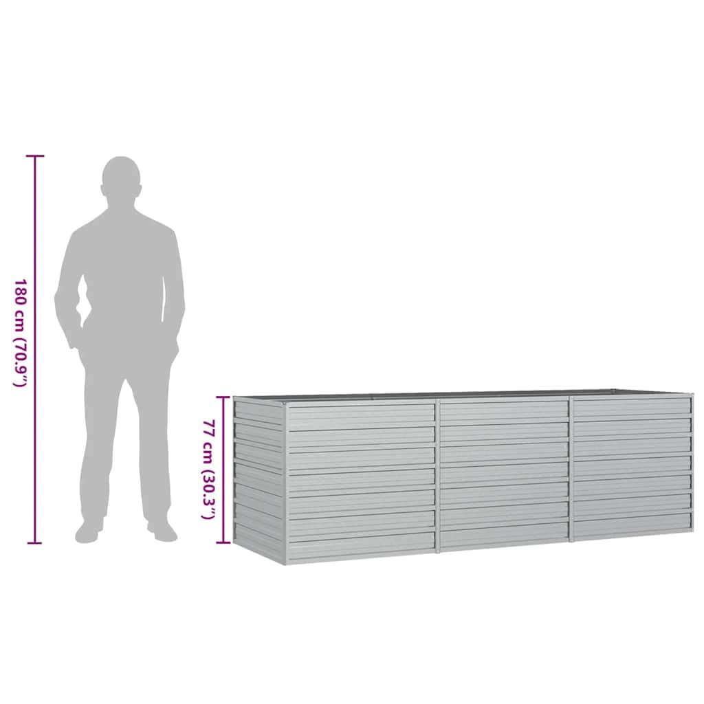 vidaXL Huerto Elevado de Acero Galvanizado, Plata, 240x80x77 cm, Macetero para Patio, Terraza y Jardín, Caja para Flores y Verduras, Huerto DIY, Maceta de Jardín