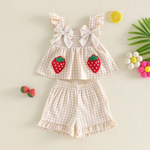 Image of Little Toddler Kids Girl Clothes Set 1-8 Years Summer Outfits Solid Color Tank Tops & Shorts