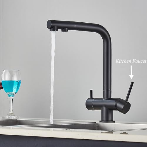 Robinet d'eau potable double en laiton brossé pour évier haut de gamme