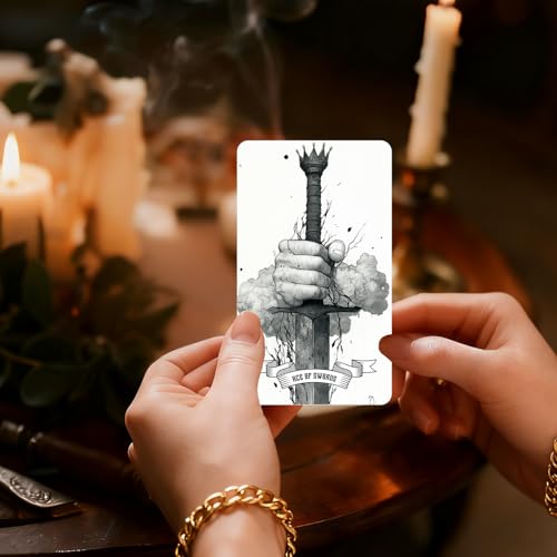 ZHQGYN The Whispering Tarot Deck, Black and White Gothic Art Cards, 78 Tarot Cards with Guidebook, Modern Witch Tarot for Beginners and Experienced Readers, Divination and Spiritual Divination Tool by ZHQGYN - Used condition - Image 9