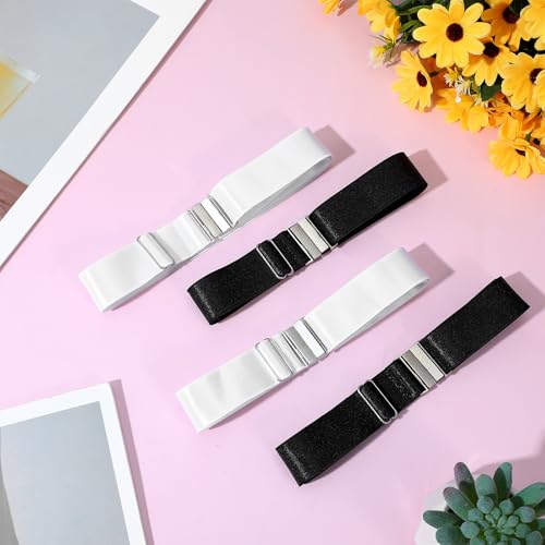 Bremorou 4 Stück Verstellbare Strumpfhalter für Damen, Hochelastische Oberschenkel Strumpfbänder, Schwarz, Strapsbänder für Cosplay Party und Alltag