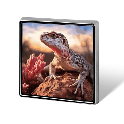 Square Lapel Pins White Lizard Metal Square Brooceh Badge for Suits, Backpacks & Hats, Lapel Accessory