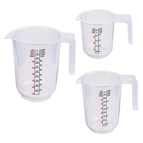 curalit Messbecher Rührschüssel 3 - teiliges Set aus Kunststoff / 1 Liter und 0,5 Liter und 0,25 Liter