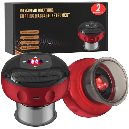 Ventosa eléctrica por infrarrojos,12 Velocidades Inteligentes Ventosas Fisioterapia con Mando Distancia, Dispositivo Eléctrico Guasha Masajeador al Vacío pour Reduce el Dolor Muscular, 2 Pcs