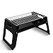 Rubeyul Barbecue a carbonella, da picnic, portatile, pieghevole, con griglia in acciaio inox e vassoio per carbone, da giardino, nero, 35 x 22 x 22,5 cm