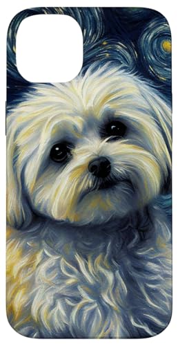 Maltese in Starry Night Painting Dog Mom Dad Case for iPhone 14 Plus
