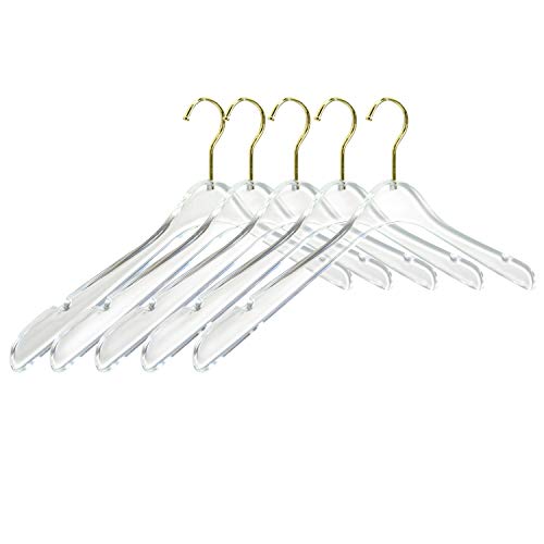 Uyoyous 20Pack Acrylic Hangers Clear Acrylic Clothes Hangers With Swivel Golden Chrome Hook Crystal Clothes Hangers Gold Clear Hangers With Non-Slip Notches For Dresses Shirts Suit Jacket #TOP7