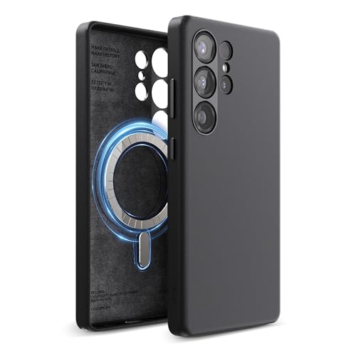 elago Magnetic Leather Case Compatible with Galaxy S25 Ultra Case, Compatible with All MagSafe Accessories, 6.8 inch - Built-in Magnets, Vegan Leather, Shockproof, Water-Resistant [Black]