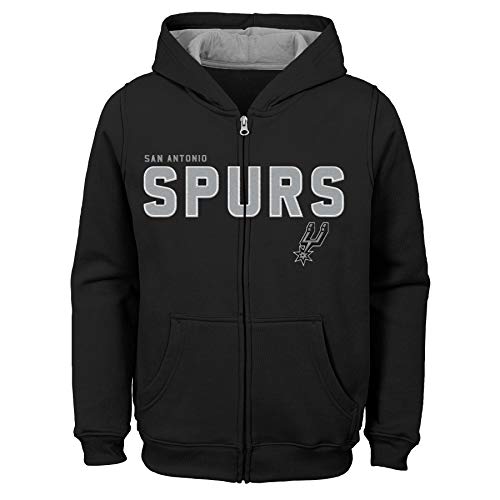 Outerstuff NBA NBA Kids & Youth Boys San Antonio Spurs Stated Full Zip Fleece Hoodie, Black, Kids Medium(5-6)