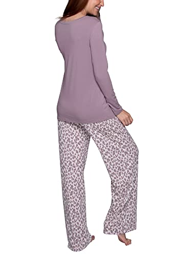 Vanity Fair Women's Beyond Comfort Modal Pajama Set (Short & Long Sleeve), Long Sleeve - Lilac Chalk/Spicy Leopard, XX-Large - image 3