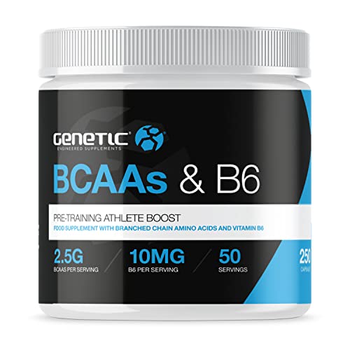 Genetic Supplements - BCAA’s & B6 - BCAA Amino Acid Supplement - BCAA Capsules - 250 Capsules