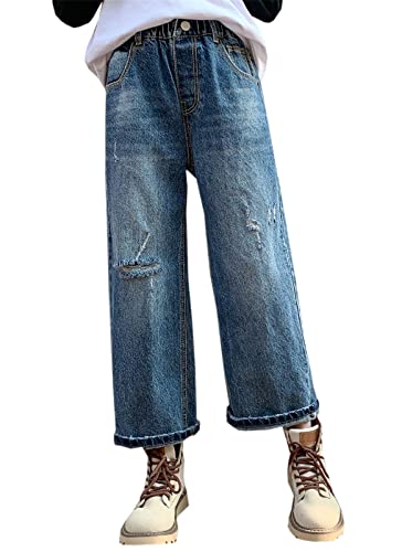SANGTREE Girls Jeans Fashion Elastic Waist Denim Pants, 3-13 Years