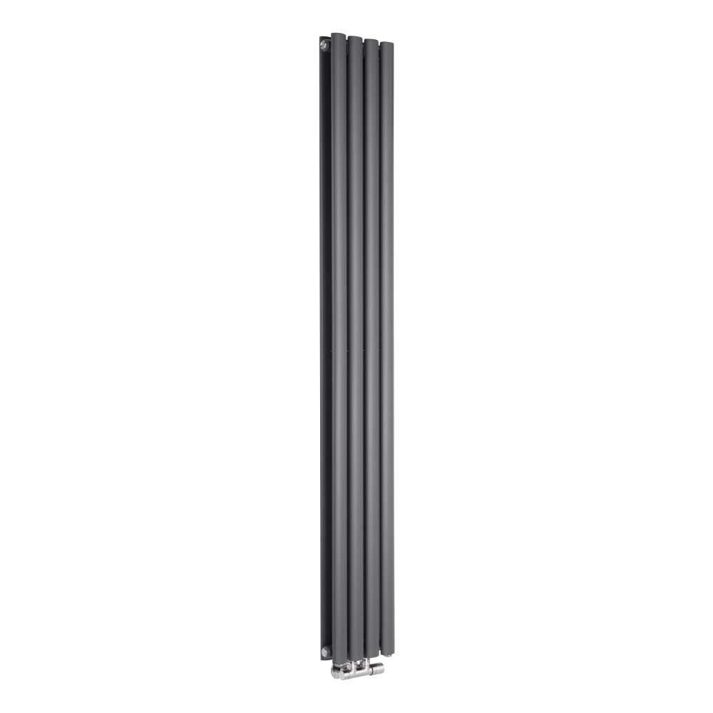 Milano Aruba Anthracite Vertical Middle Connection Double Oval Panel Radiator - 1780mm x 236mm