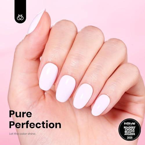 Image of Beetles Pink Gel Polish - HEMA-Free Cream Puff 15ML Full Size /0.51Fl Oz, Pastel Light Pink Gel Nail Polish, Soak Off UV LED Lamp Nail Art, Long-Lasting Manicure Salon DIY Home