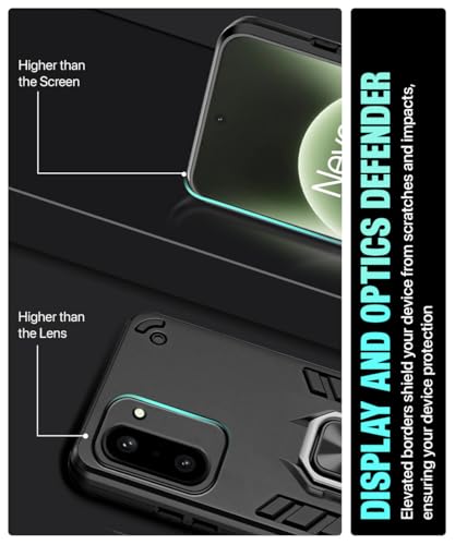 Image of WOW IMAGINE Shock Proof Back Case Mobile Cover for 1+ OnePlus 15R 5G 2025 | Back Cover Case (Tough Armor | Hybrid PC + TPU | Ring Holder & in-Built Kickstand | Black)
