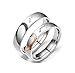 Knbob Bague 2 PCS Bague Coeur Puzzle Gravé"Love" Argent Bague Femme Taille 59 & Homme Taille 54 Acier inoxydable