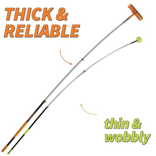 4-12 ft Window Washing Kit with Extension Pole (20+ Foot Reach) // Window Cleaning Tool & Window Washer Squeegee with Telescopic Extension Pole // Best Indoor Outdoor Window Washing Equipment