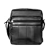 RAS Real Leather Handbag, Cross Body Shoulder Bag, Messenger Bag with 4 Zipped Compartments, Adjustable Single Shoulder Strap for Men’s Women (Black) #600 #1