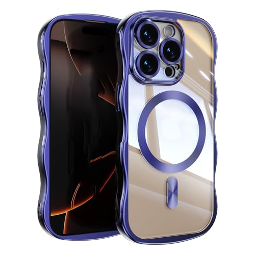 �E�F�[�u�f�U�C�� MagSafe�Ή� iPhone 17 Pro Max �p �P�[�X ���� �J���������Y�ی� ���b�L���H �ϏՌ� �X�g���b�v�z�[�� �A�C�t�H��17�v���}�b�N�X �N���A �J�o�[ (�p�[�v��, iPhone 17 Pro Max)