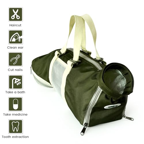 Image of Cinf Cat Nail Clipping Cleaning Grooming Restraint Bag （Free Muzzle） No Scratching Biting for Bathing Nail Trimming Injecting Examining((Moss Green,M)