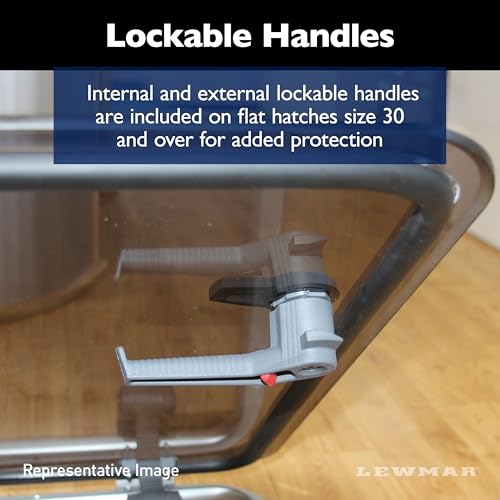 Image of Lewmar Flat Base Ocean Boat Hatch - Size 30, Corrosion-Resistant Anodized Aluminum Frame, CE-Certified, Lockable Handle, Friction Levers Open in All Positions Up to 90 Degrees