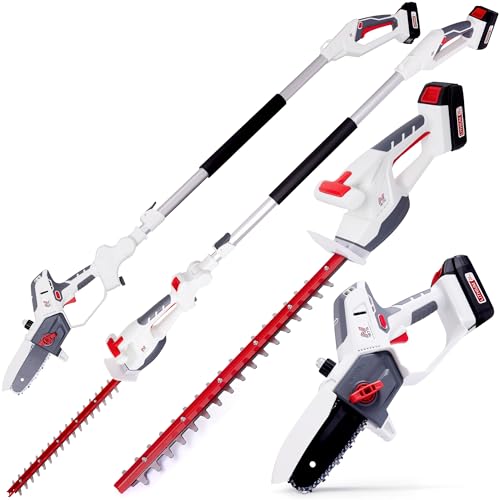 NETTA Cordless 4-in-1 Pole & Handheld Hedge Trimmer and Chainsaw - 20V MAX, Battery & Charger...