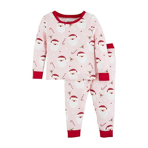 Mud Pie Girls Children's Pink Santa Glow-in-The-Dark Pajama Set
