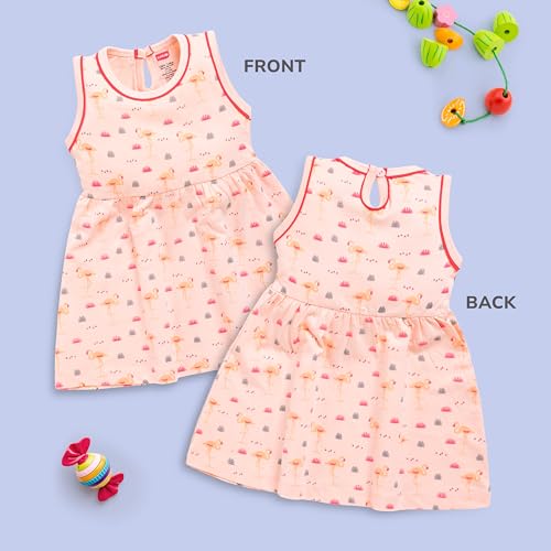 Image of LuvLap Baby Girl 100% Cotton Sleevless Girls Frock Pack of 3