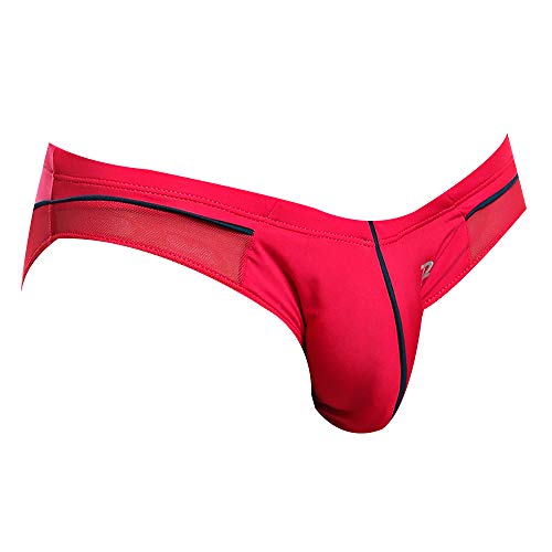 Mens Sexy Line Bikini Underpants Pouch Enhancing Low Waist Thong Sheer Underwear
