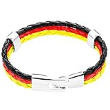Taffstyle Armband Armreif geflochten Leder Fahne Motiv Fussball EM WM Fanartikel Land Flagge Ärmel Schmuck Damen oder Herren Deutschland 19cm