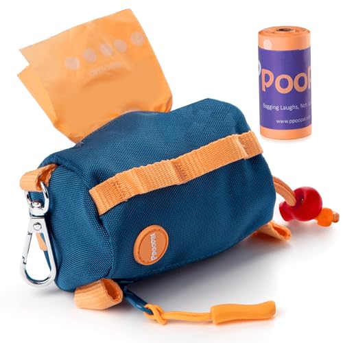Image of Dog Poop Bag Dispenser with 2 Rolls 20 Bags, Fabric Dog Waste Bag Holder with Zipper & Metal Carabiner - Portable Easy Dispense, Durable Pouch for Leash, Walking, Travel & Outdoor Use