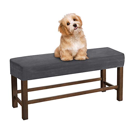 ele ELEOPTION Velvet Thicken Soft Bench Covers High Elasticity Bench Slipcover Stretch Bench Covers for Living Room, Bedroom, Kitchen Non Slip Washable with Security Straps