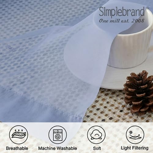 Image of Simplebrand Rod Pocket Top Solid Voile Sheer Curtains for Bedroom, 54 Inch Length Drapes Set of 2, Lightweight and Light Filtering Elegant Denim Curtains Panels Window Treatment, 42Wx54L, Denim