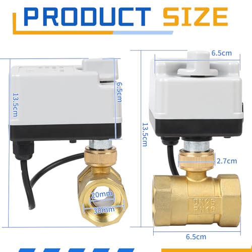 SWAWIS 2 Wege Motorkugelhahn mit Manueller Funktion, DN25 1 Zoll AC220V Zonenventil Kugelventil Elektrisch 2 Drähte Ventil Wasserventil Elektrisch Motorventil