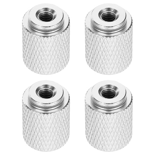 QUARKZMAN 4 Pièces Écrou À Griffe Moleté, M4 12mm OD 16mm Hauteur Alliage D'Aluminium 6061 Anodisé Écrou À Main, Vis Châssis Métallique Pour Machines, Assemblage DIY, Argent Brillant