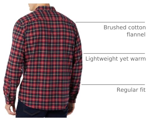 Image of Amazon Essentials Men's Regular Fit Long-Sleeve Flannel Shirt, Soft Brushed Cotton, Lightweight yet Warm