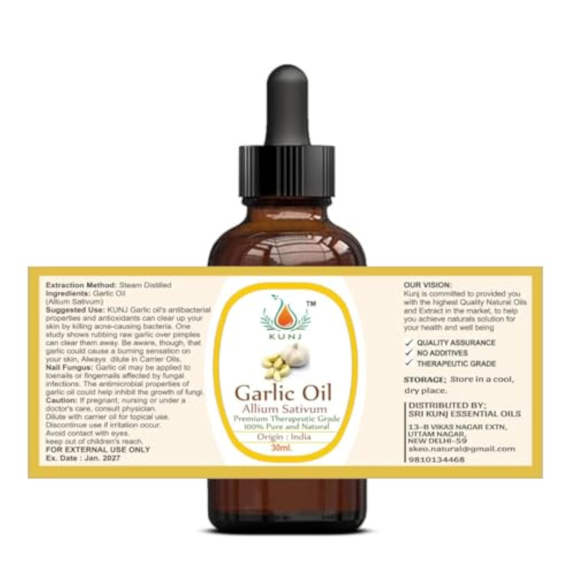 KUNJ Garlic Essential Oil, 100% Pure