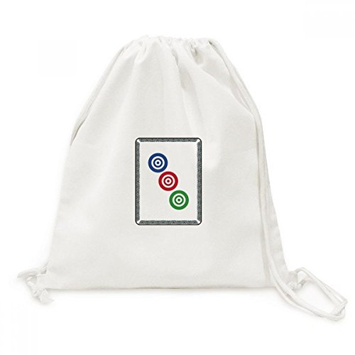 Sac cordon Mahjong motif Cercle Points toile shopping