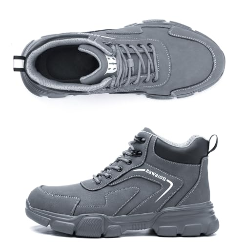 Image of Nasogetch Waterproof Work Boots for Men Women Steel Toe Boots Lightweight Indestructible Slip Resistant Construction Safety Boots