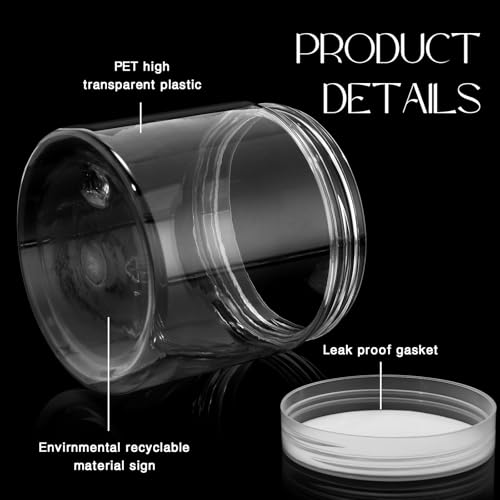 Image of Patelai 4 Pcs Plastic Jars Wide Mouth with Lids,8 Ounce,Clear | Travel Size for Creams Oils, Clear Round Storage Cosmetics Containers, Leak Proof Screw on Lids for Makeup Beauty DIY