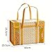 Traditional Handwoven Bamboo Picnic Basket, Foldable Storage Tote with Handles, Natural Wicker Shopping Bag for Beach Gatherings, Space-Saving Design (Yellow L)