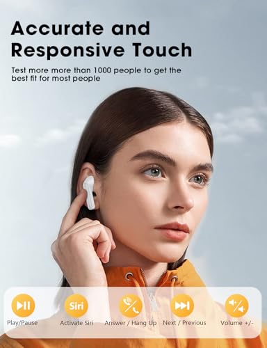 Bluetooth Kopfhörer, Kopfhörer Kabellos Bluetooth 5.4 In Ear Kopfhörer mit 4 ENC Noise Cancelling Mic, LED Anzeige 48Std Tiefer Bass Wireless Earbuds, IPX7 Wasserdicht Ohrhörer für Arbeit und Studium