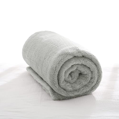 Image of Exclusivo Mezcla Plush Fuzzy Fleece Throw Blanket, Super Soft, Fluffy and Warm Blankets for Couch, Bed, All Season Use (40x50 Inches, Light Grey)